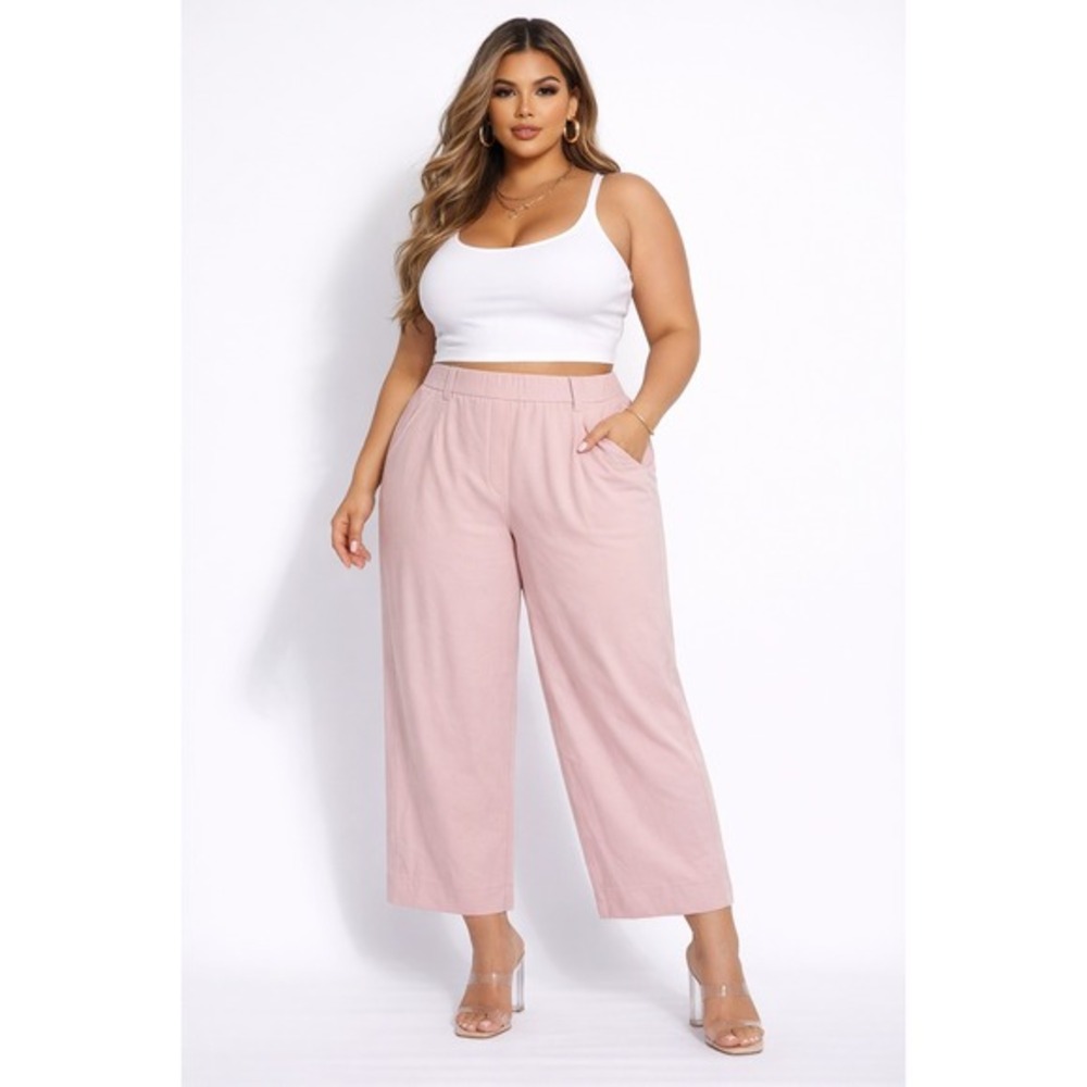 Wit & Wisdom Skyrise Wide Leg Glider Ankle Pant‎ Women 3X Pink NWT